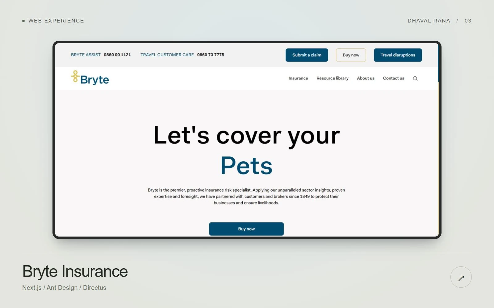 Bryte Insurance live website interface
